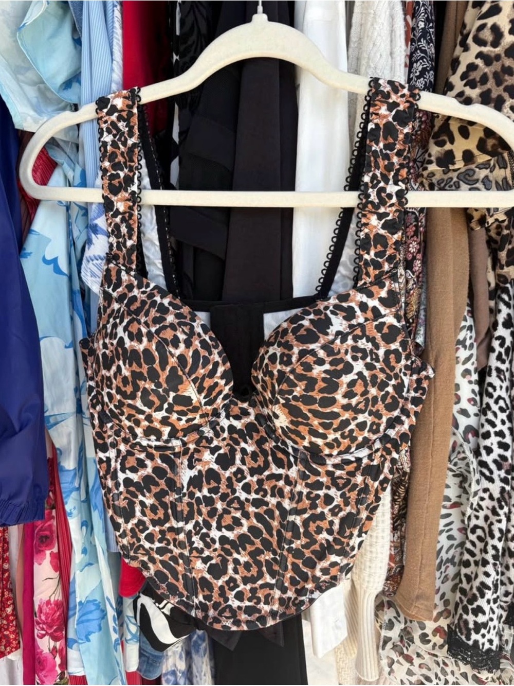 Leopard Print Bustier Tank Top - Brown/Black